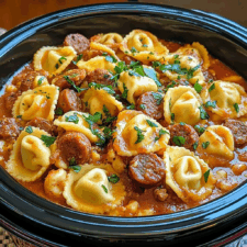 Crockpot Cheese Tortellini and Sausage