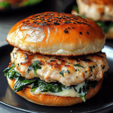 White Cheddar Spinach Chicken Burgers