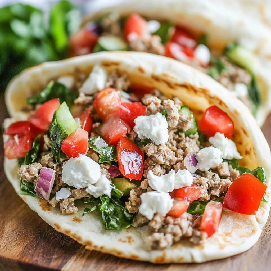 Mediterranean Ground Chicken Pitas