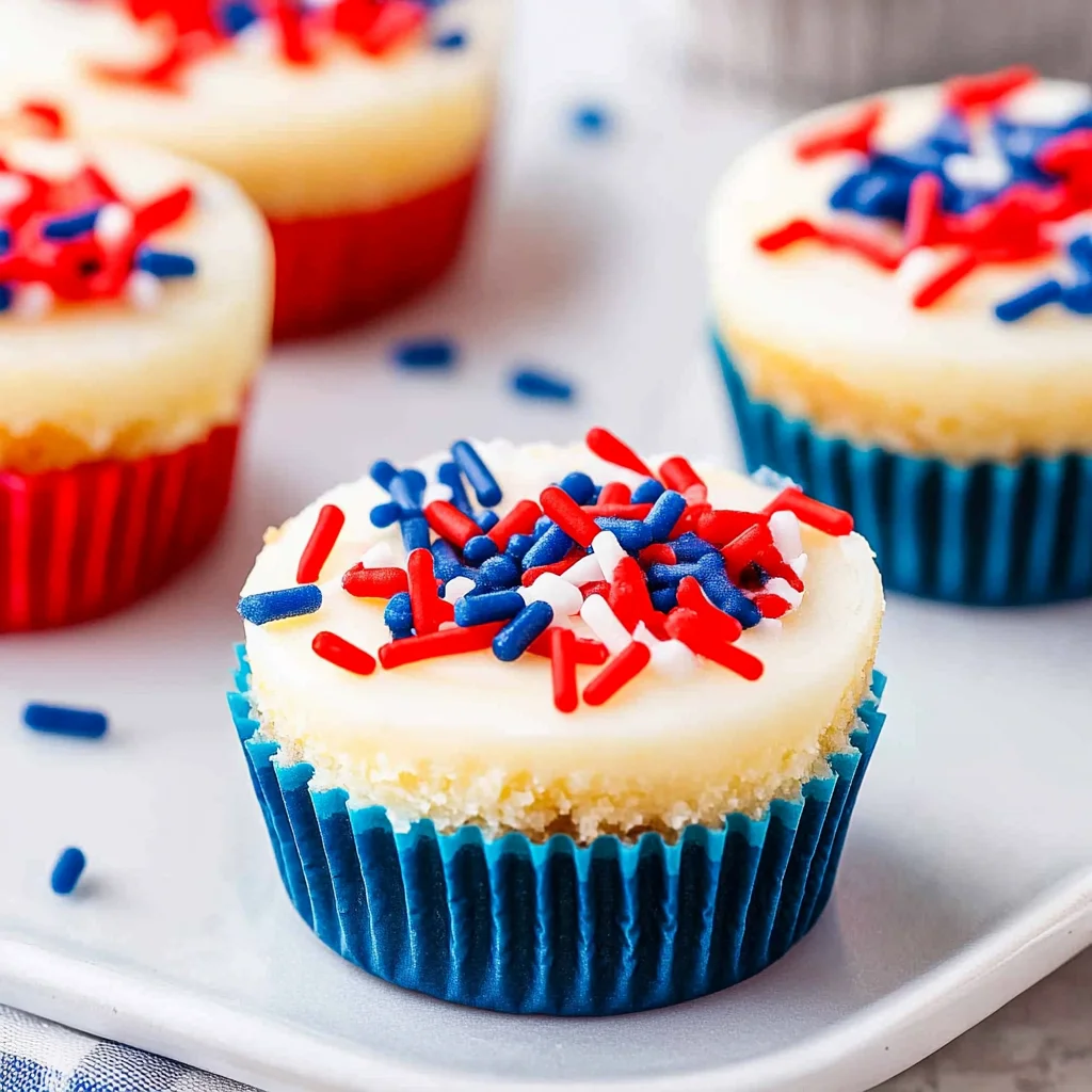 Red, White and Blue Mini Cheesecakes