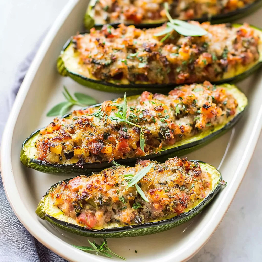 Stuffed Zucchini with Italian Sausage
