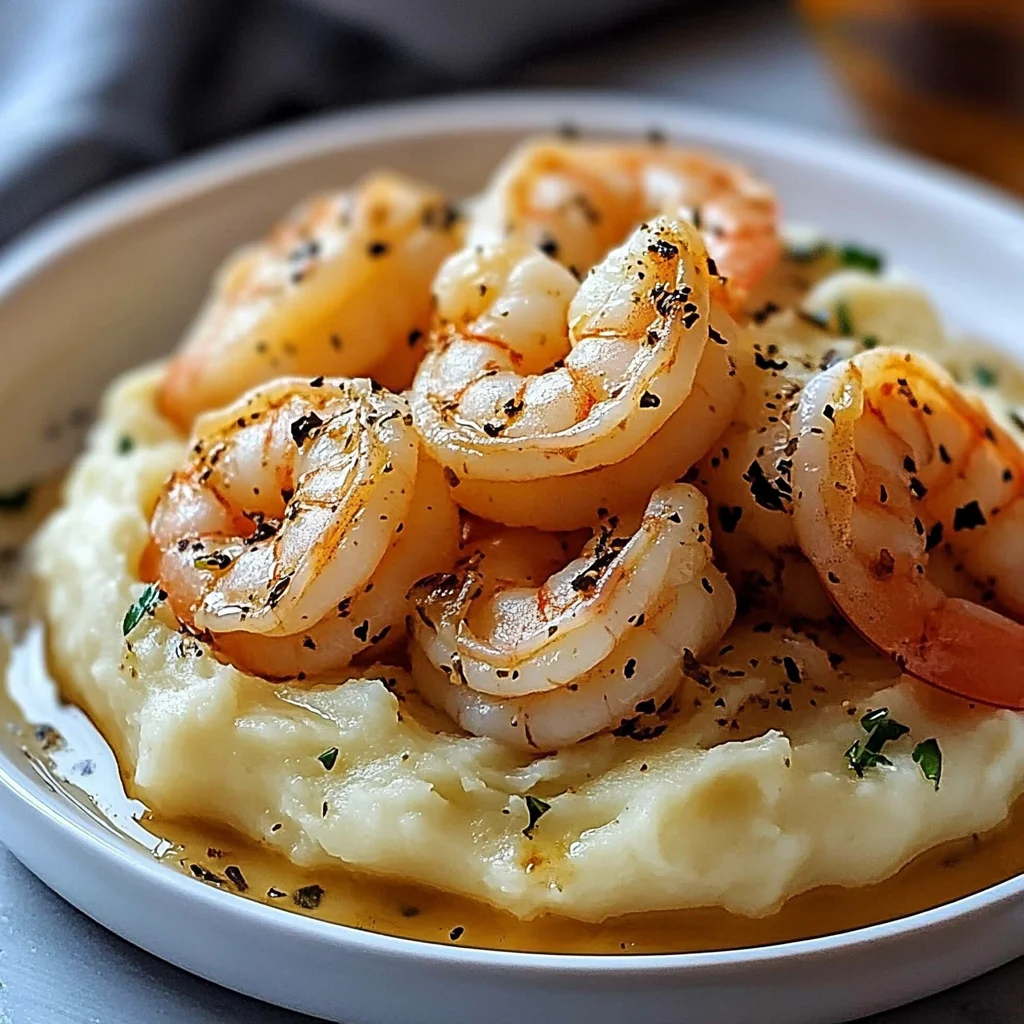 Creamy Garlic Shrimp Over Mashed Potatoes