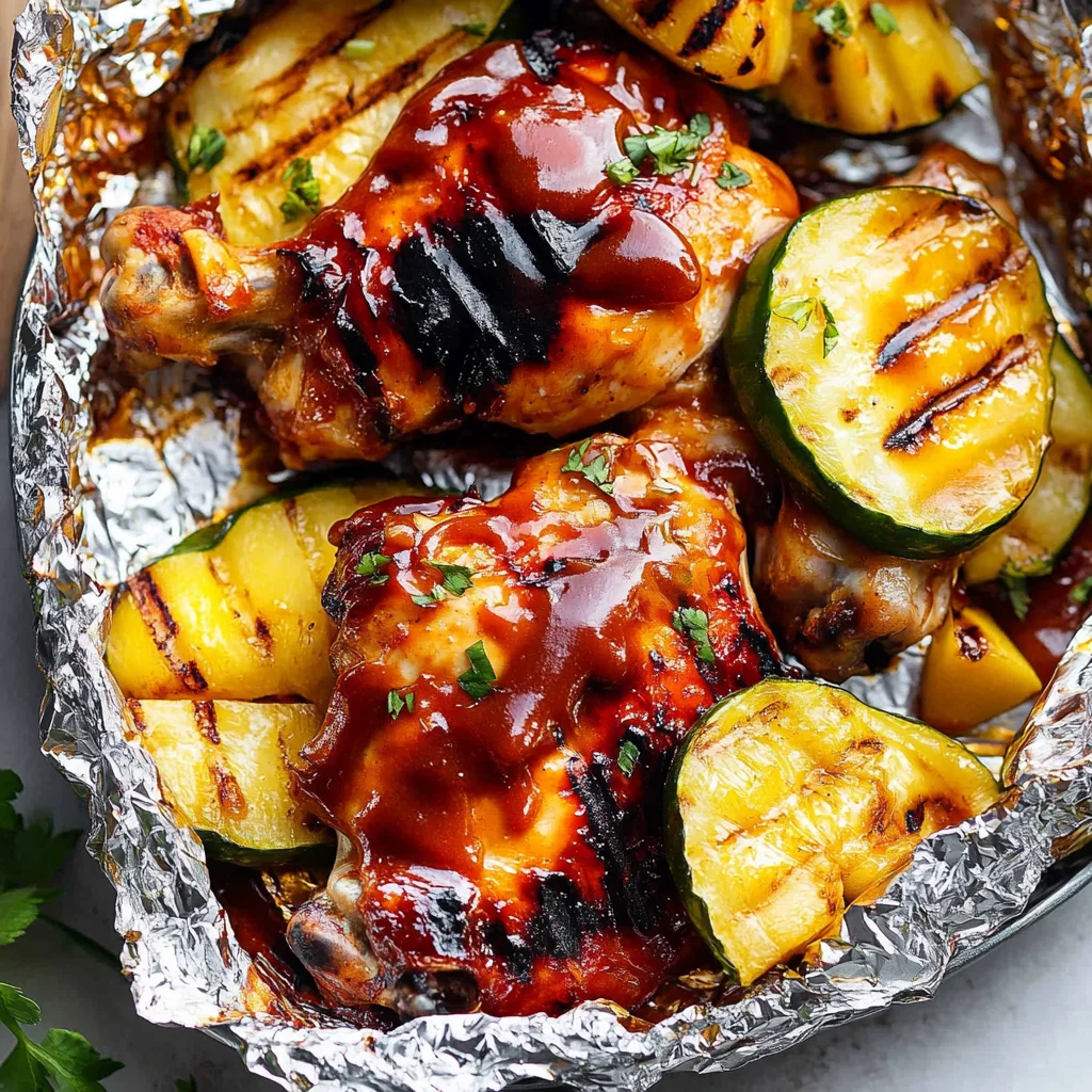 Grilled Hawaiian Barbecue Chicken in Foil