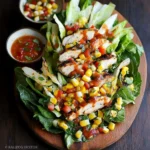Grilled Romaine, Corn and Chicken Salad with Salsa Dressing