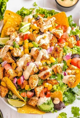 Loaded Chicken Taco Salad with Creamy Lime-Cilantro Dressing