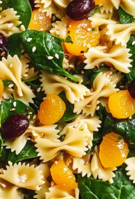 Mandarin Pasta Spinach Salad with Teriyaki Dressing