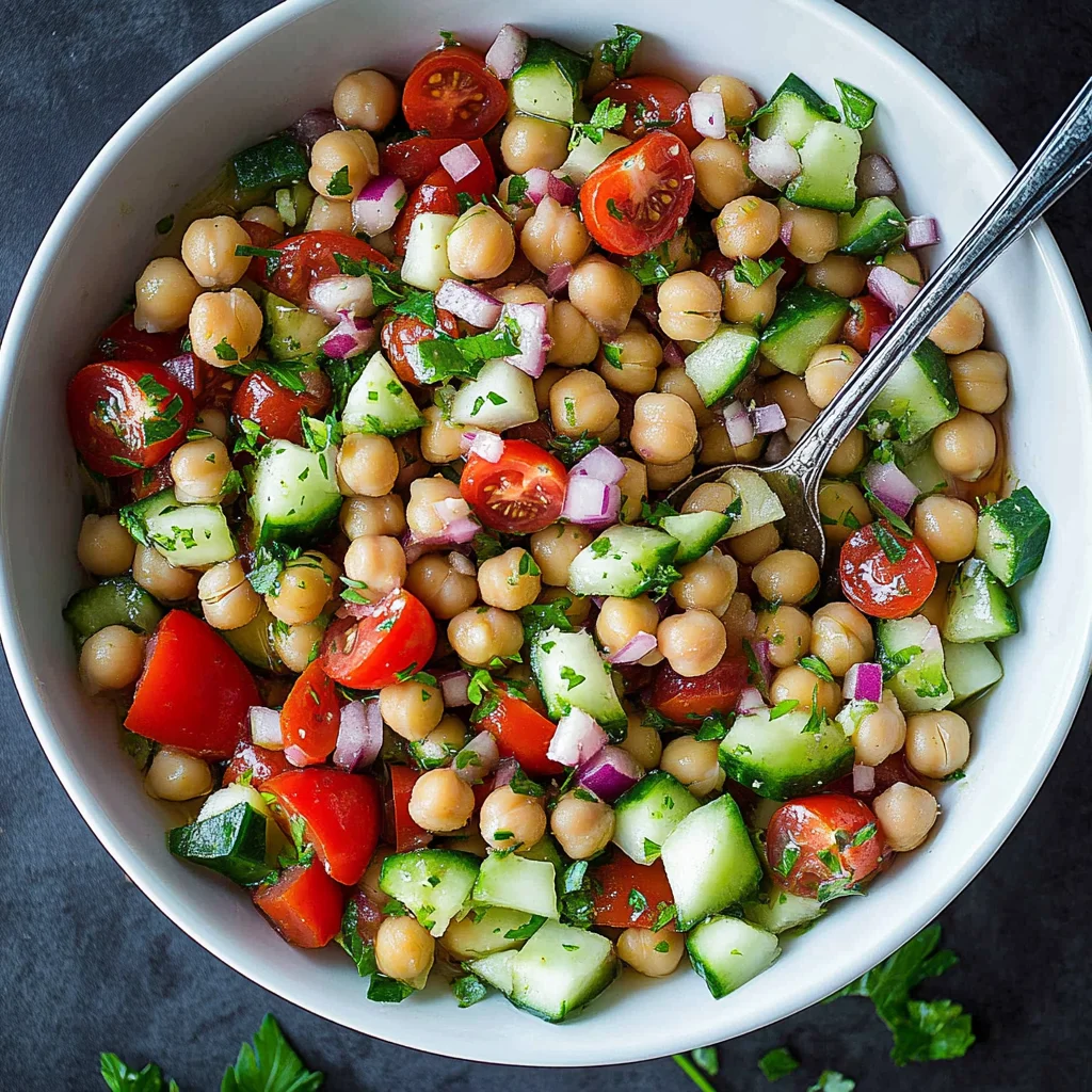 Marinated Chickpeas with Tomatoes and Cucumber