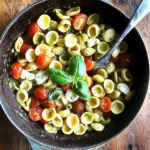 Orecchiette with Cherry Tomatoes, Mozzarella & Basil Pesto