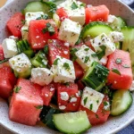 SIMPLE Watermelon + Cucumber + Feta Salad