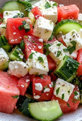 SIMPLE Watermelon + Cucumber + Feta Salad