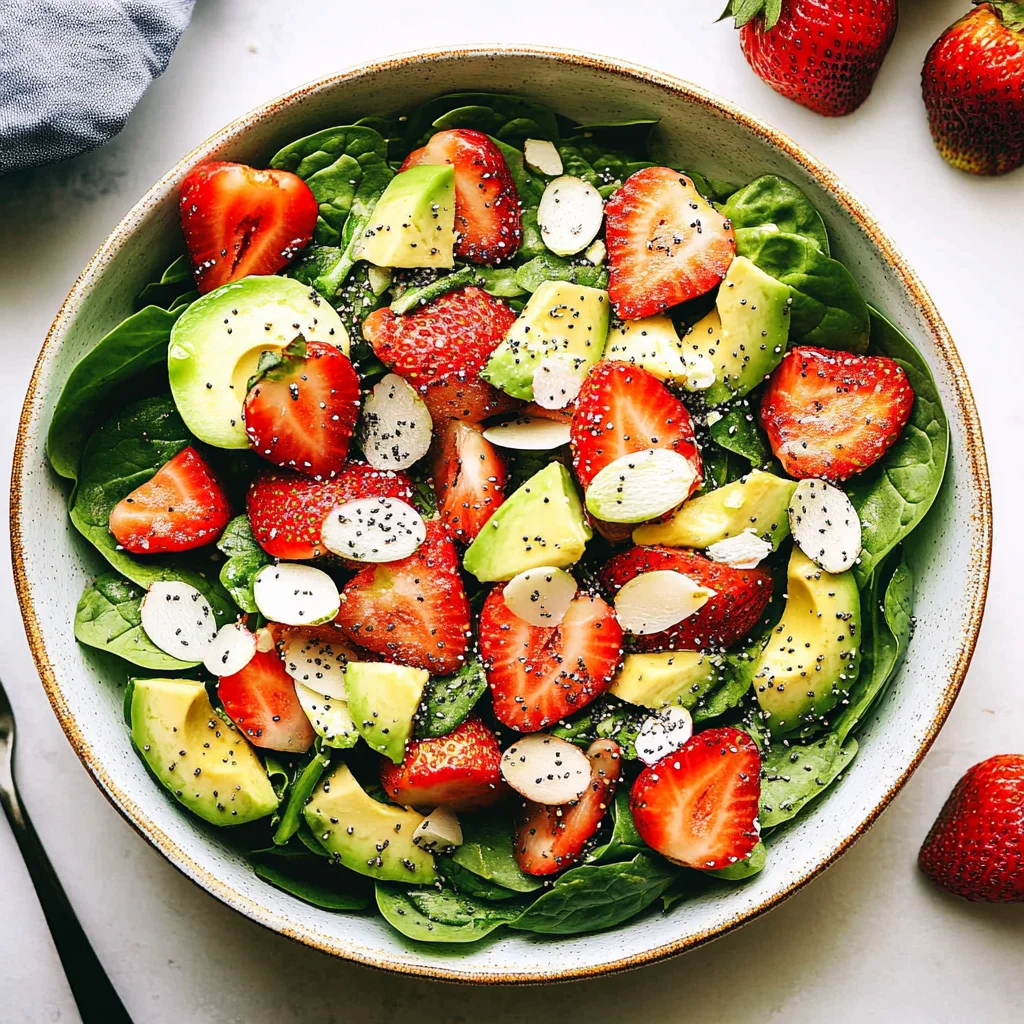 Strawberry Avocado Spinach Salad with Poppyseed Dressing