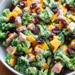 Broccoli Turkey Bacon Salad with Raisins and Cheddar Cheese