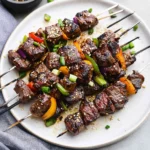 Grilled Asian Garlic Steak Skewers