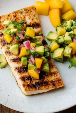 Grilled Mahi Mahi with Grilled Avocado Peach Salsa