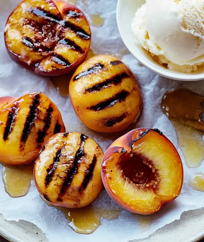 Grilled Peaches with Vanilla Ice Cream