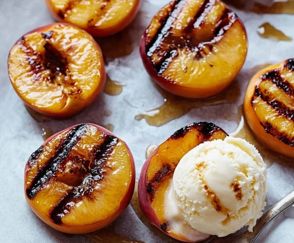 Grilled Peaches with Vanilla Ice Cream