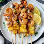 Grilled Shrimp and Pineapple Skewers over Coconut Rice
