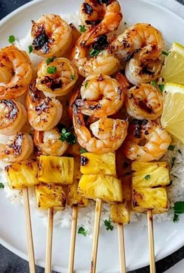 Grilled Shrimp and Pineapple Skewers over Coconut Rice