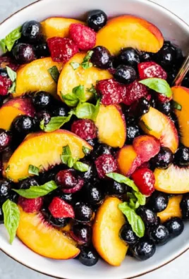 Honey Lime Basil Peach Fruit Salad