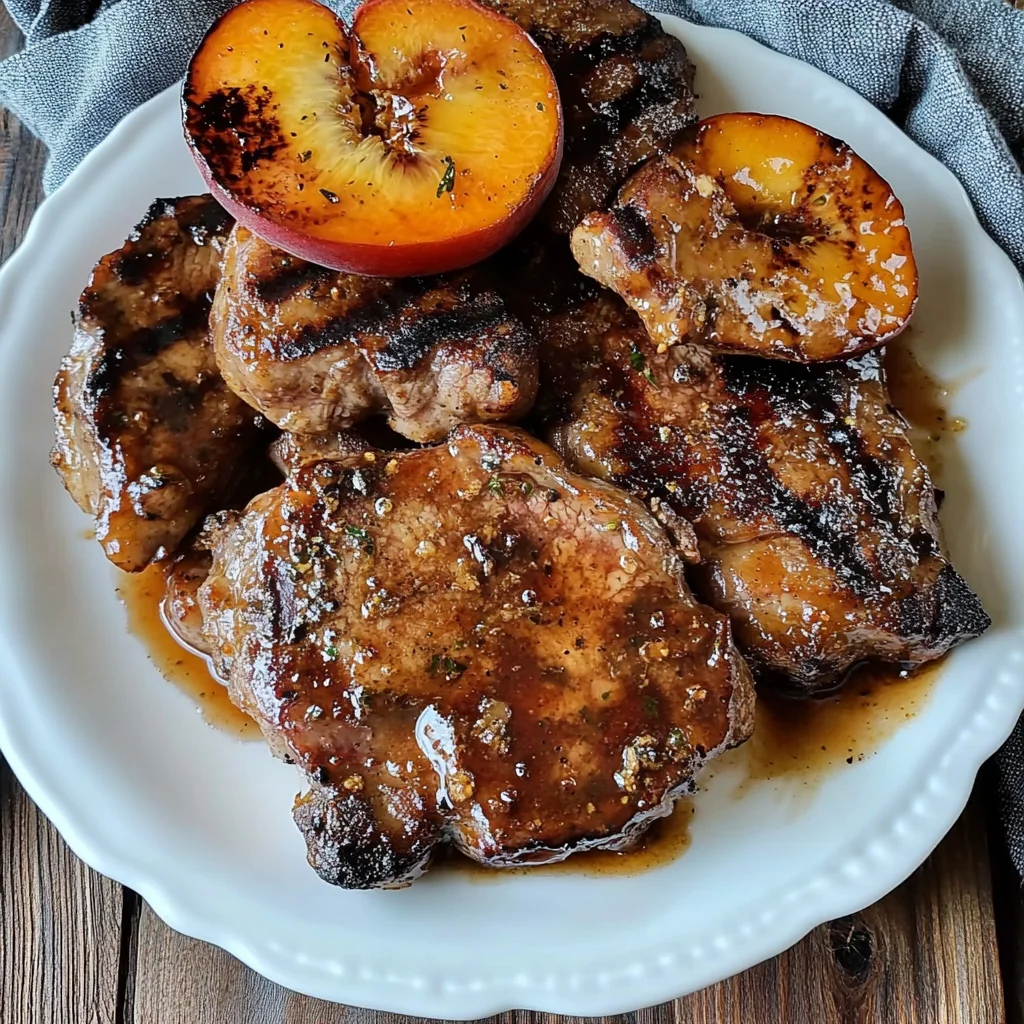 Juicy Grilled beef Chops with Spicy Peach Glaze