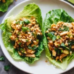 Peanut Chicken Lettuce Wraps with Ginger Garlic Sauce