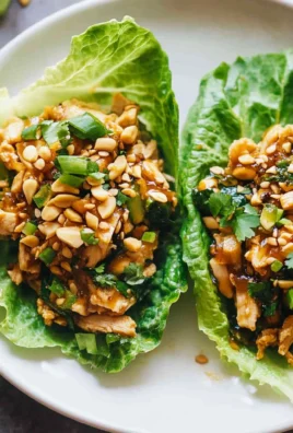 Peanut Chicken Lettuce Wraps with Ginger Garlic Sauce