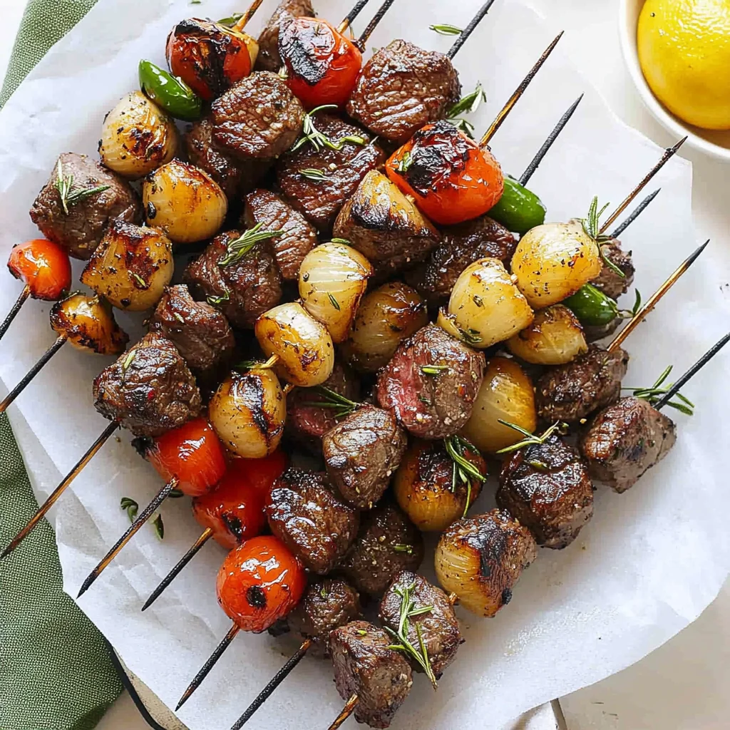 Rosemary Garlic Steak Kebabs