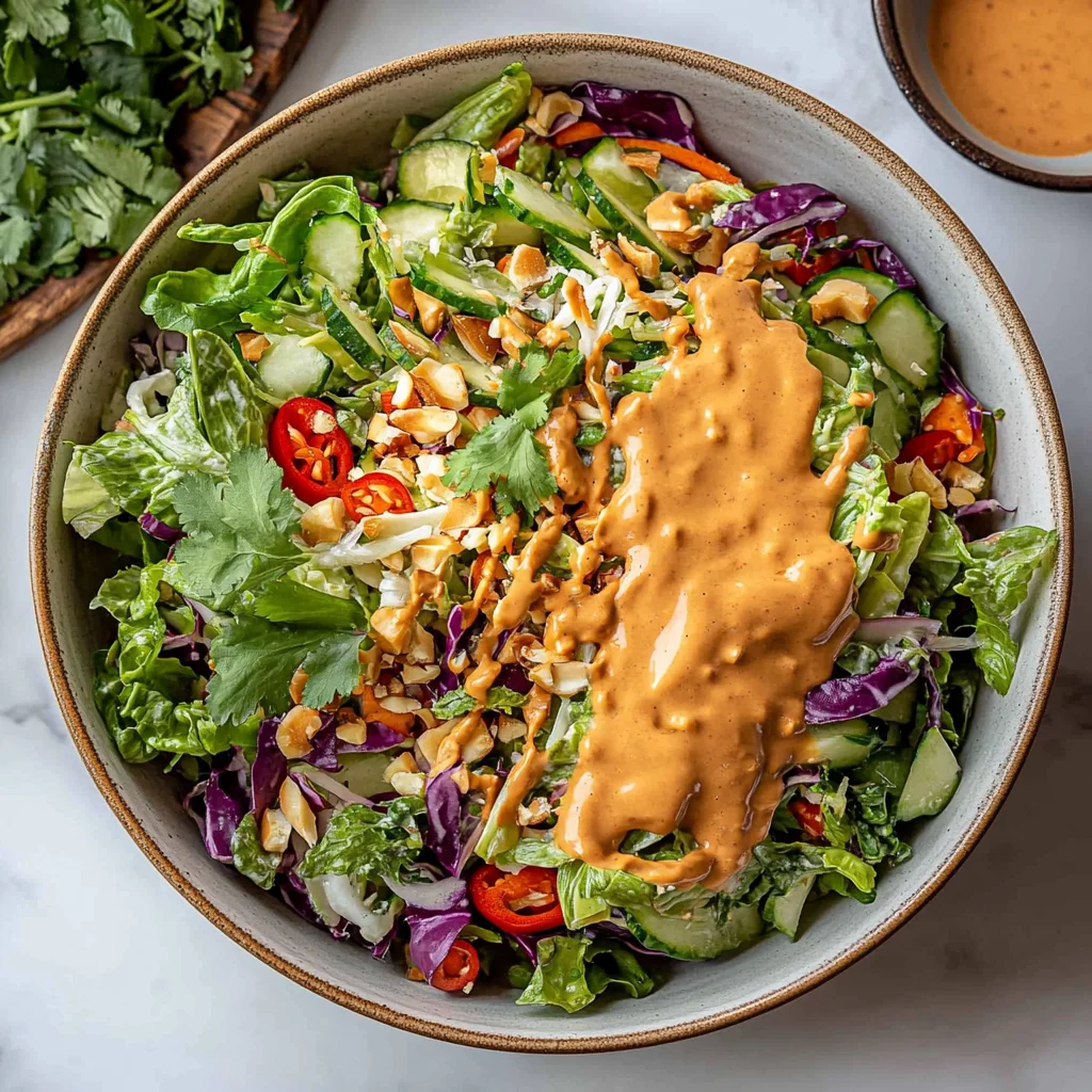 Thai Crunch Salad CPK Copycat (with peanut ginger sauce)