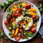 Tomato, Peach, and Burrata Salad