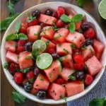Watermelon Fruit Salad with Lime Mint Dressing