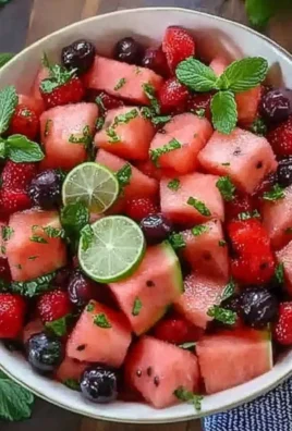Watermelon Fruit Salad with Lime Mint Dressing