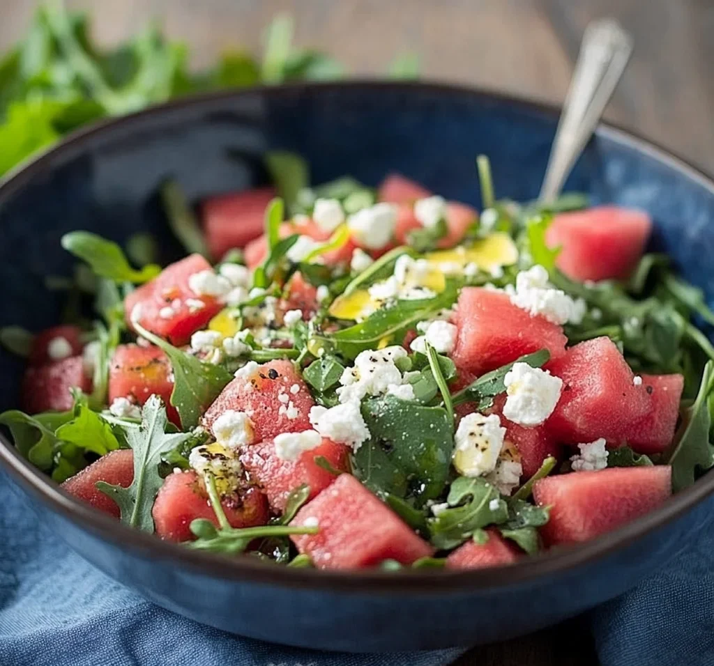 Watermelon Salad with Arugula, Feta, & Fresh Herbs