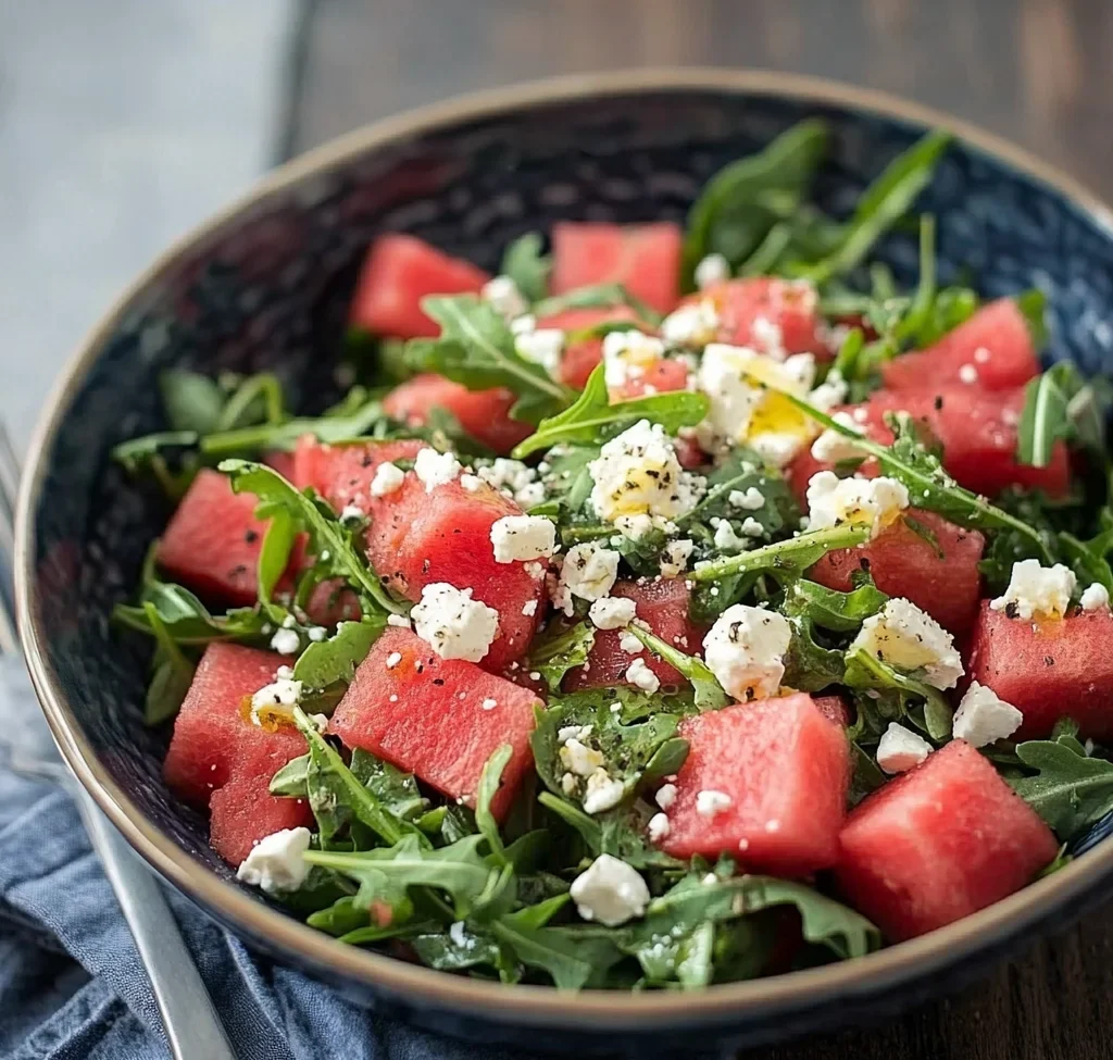 Watermelon Salad with Arugula, Feta, &amp; Fresh Herbs