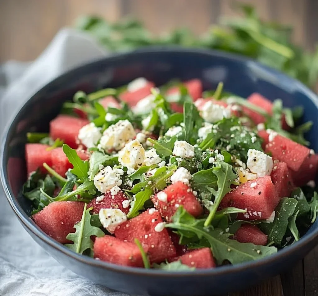 Watermelon Salad with Arugula, Feta, &amp; Fresh Herbs