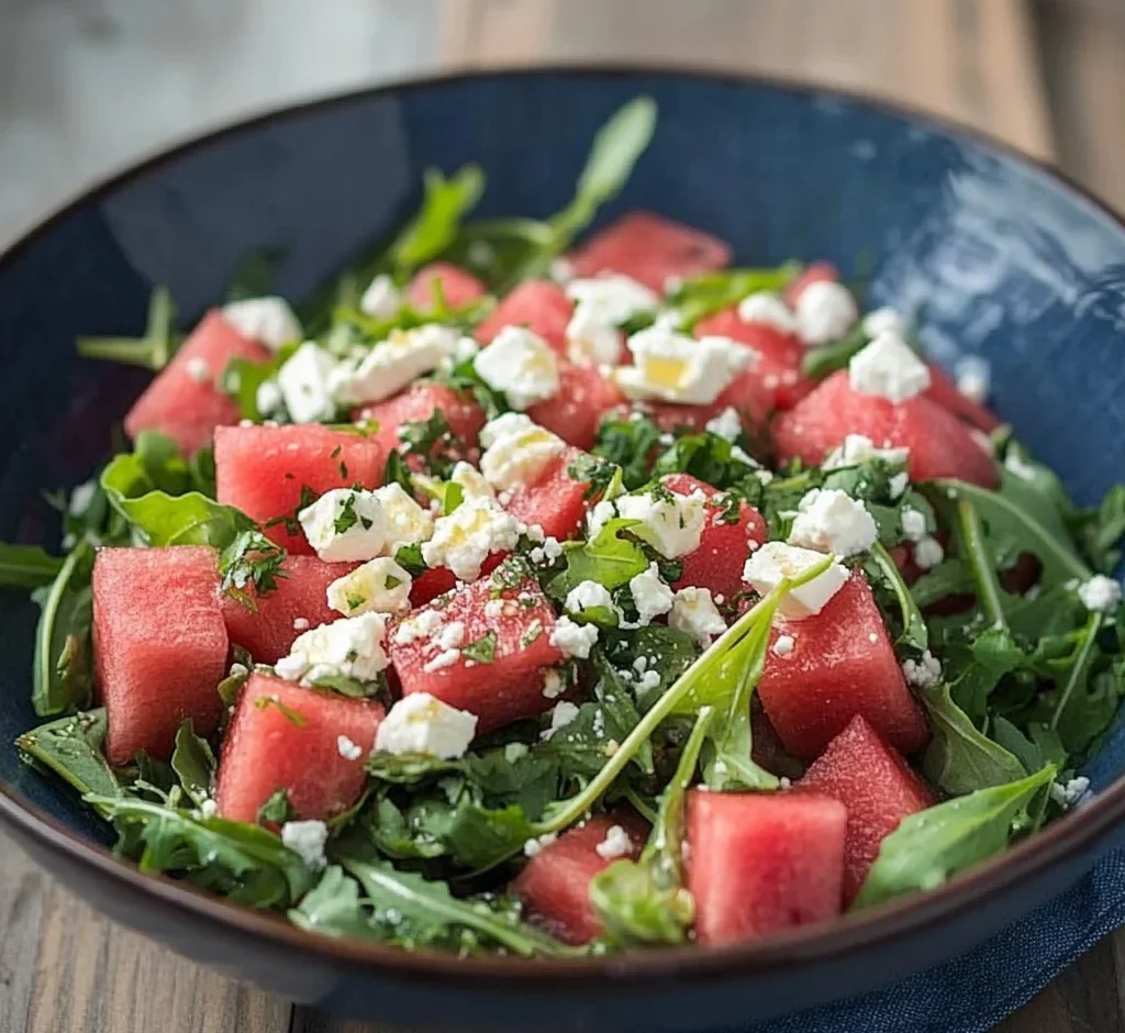 Watermelon Salad with Arugula, Feta, &amp; Fresh Herbs