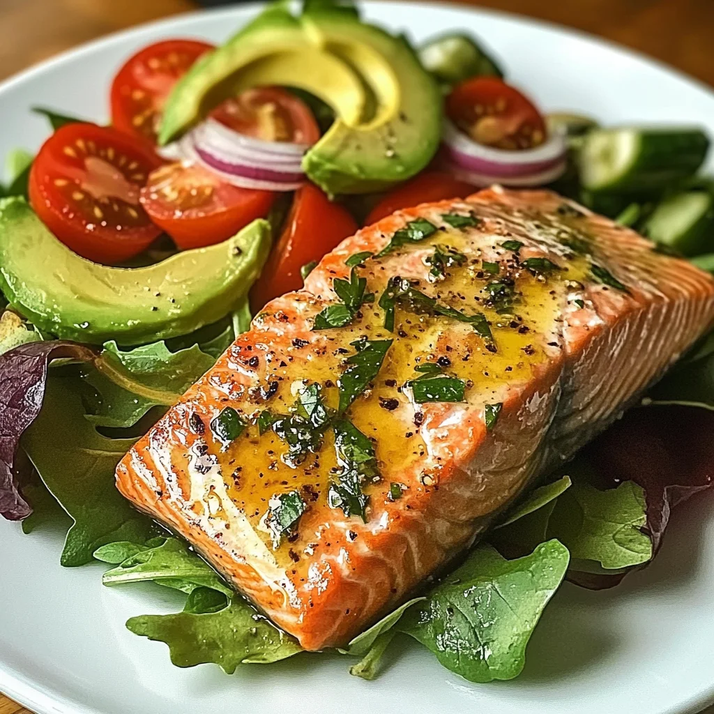 Baked Salmon Fillet with Avocado & Tomato Salad