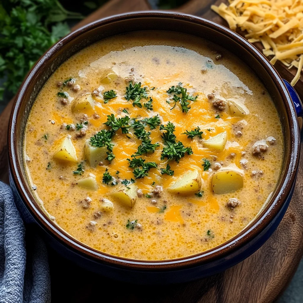 Cheesy Beef and Potato Soup
