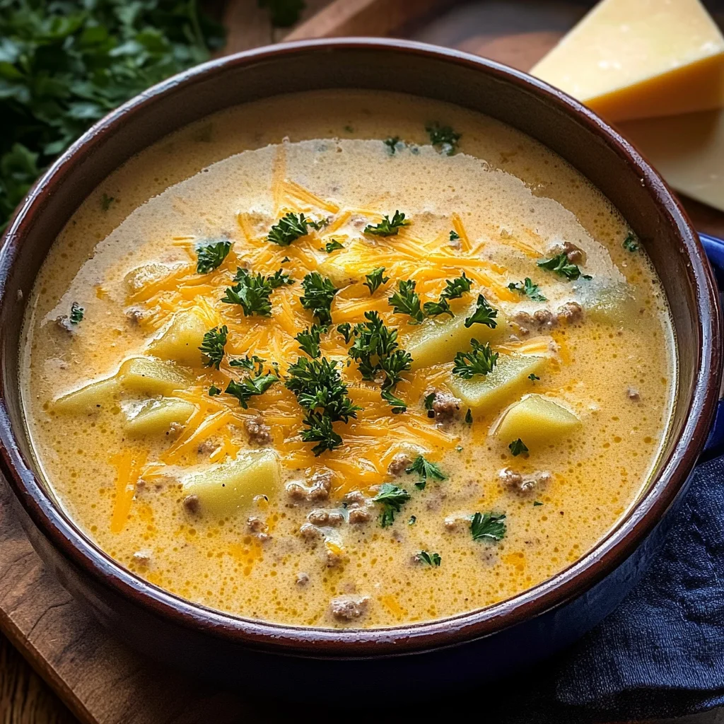 Cheesy Beef and Potato Soup