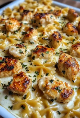 Creamy Alfredo Bowtie Pasta with Garlic Chicken Bites