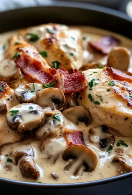 Creamy Chicken & Bacon Stroganoff with Garlic Naan, Rice & Crispy Fries