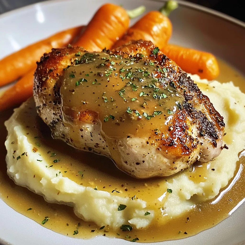 Creamy Herb Roasted Chicken with Mashed Potatoes and Honey-Glazed Carrots