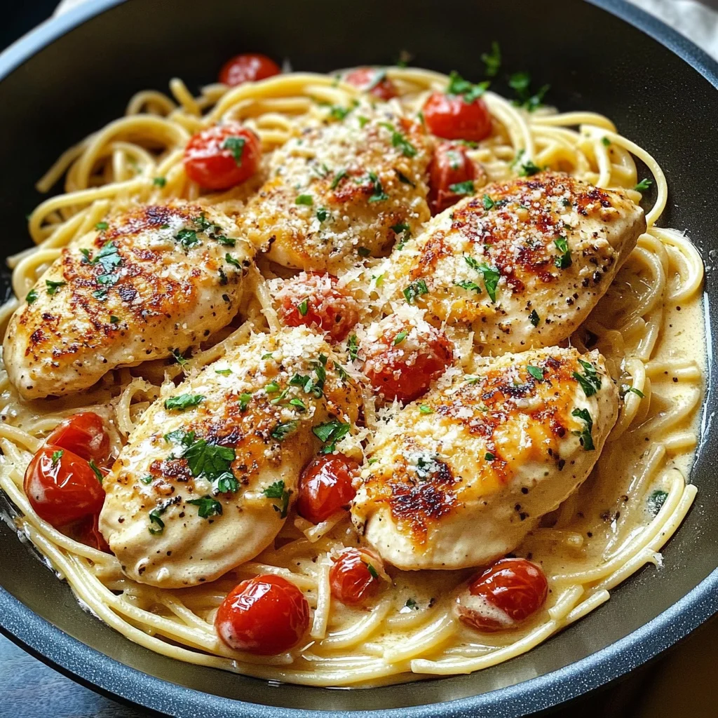 Creamy White Wine Parmesan Chicken Pasta