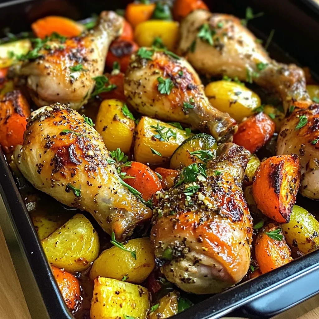 Garlic Herb Chicken Drumsticks with Veggies