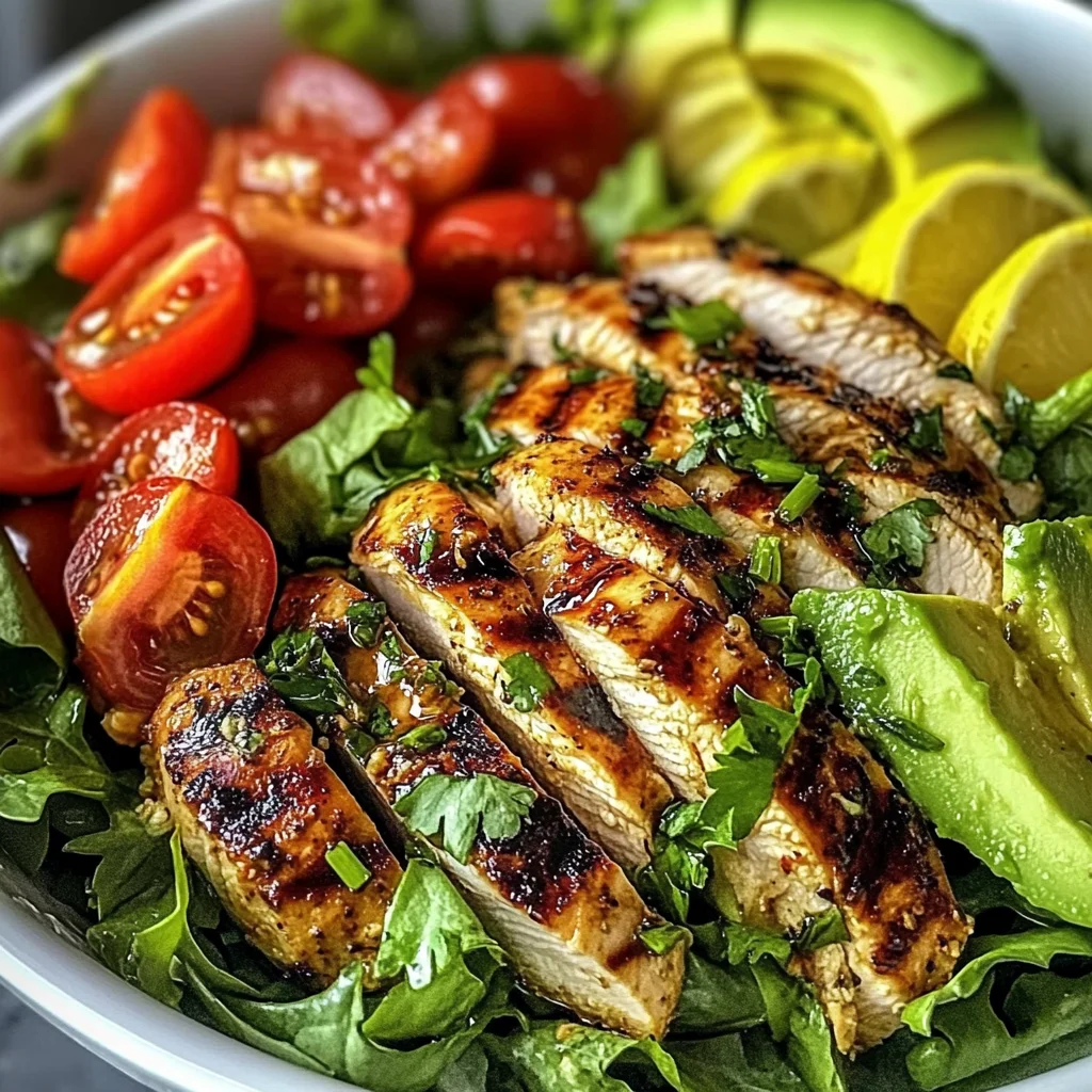 Grilled Chicken and Avocado Salad Bowl
