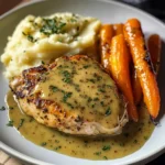 Herb Chicken with Creamy Mustard Sauce, Mashed Potatoes & Glazed Carrots