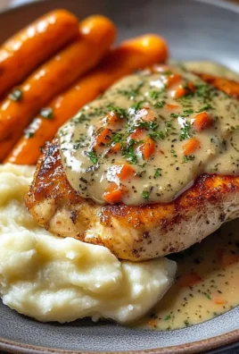 Herb Cream Chicken with Mashed Potatoes & Glazed Carrots