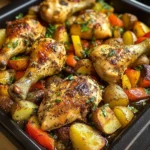 Herb Roasted Chicken Drumsticks with Roasted Potatoes & Veggies