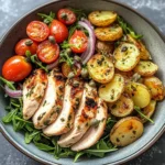 Herbed Chicken Bowl with Crispy Potatoes & Tomato Caper Salad