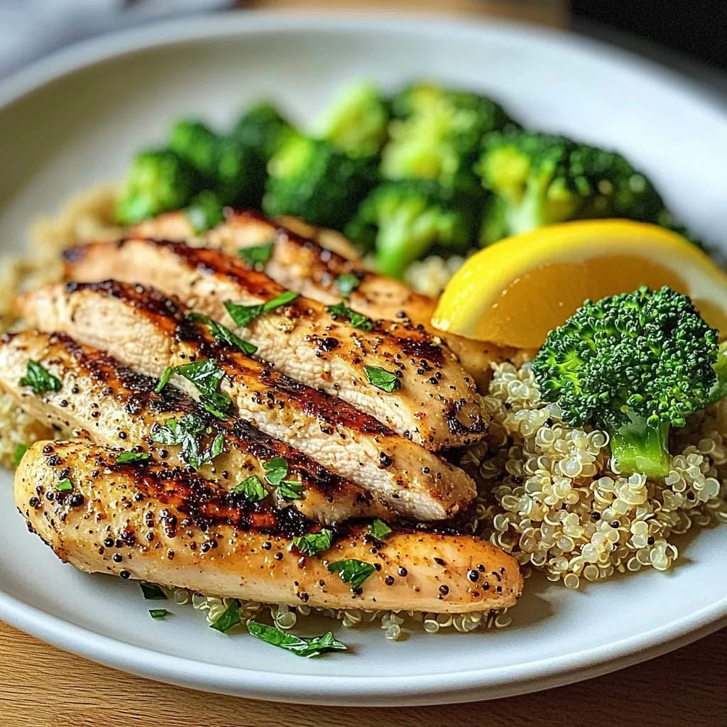 Lemon Pepper Grilled Chicken with Quinoa & Broccoli