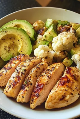 Pan-Seared Chicken with Steamed Cauliflower & Avocado Bowl